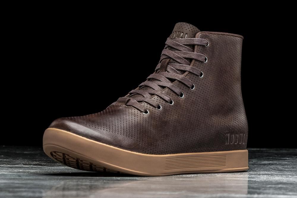 NOBULL Men's High-Top Leather Training Shoes - Brown - Ireland (4576HOZJU)